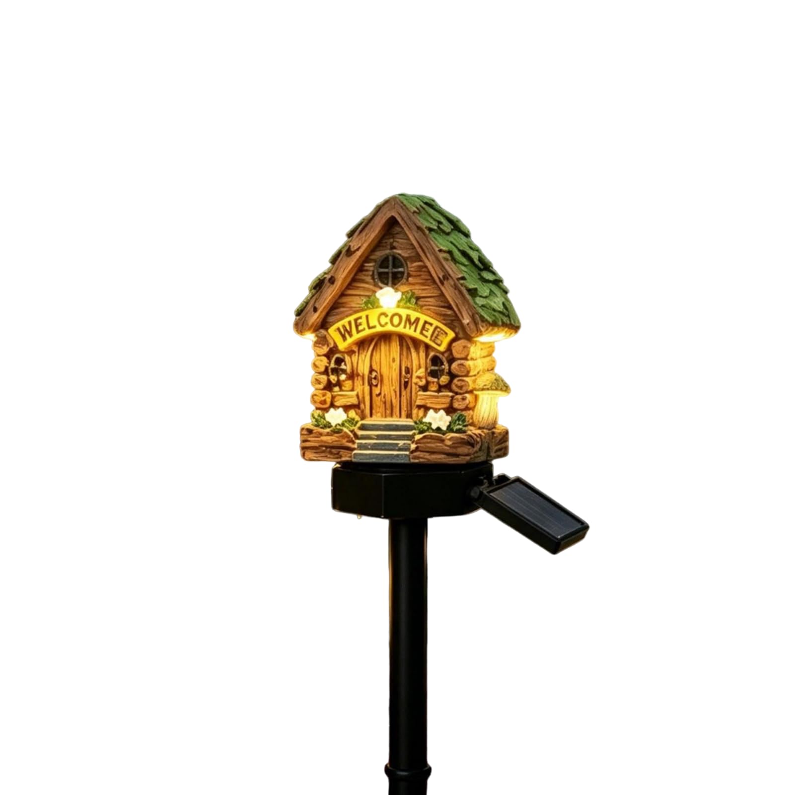 Mushroom Solar Lights Outdoor Garden, Fairy-Tale Mushroom Cottage Solar Stake Lights, Waterproof Resin Garden Ornaments Outdoor for Lawn, Walkway, Patio, Yard, Ideal Gifts for Women Mum (Green)
