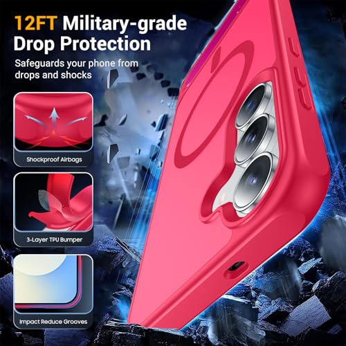 Image of SPIDERCASE Magnetic for Samsung Galaxy S25 FE Case, [3 Stand Ways][ Military Grade Drop Protection] with Invisible Stand Slim Phone Case for S25 FE 5G,Rose Red