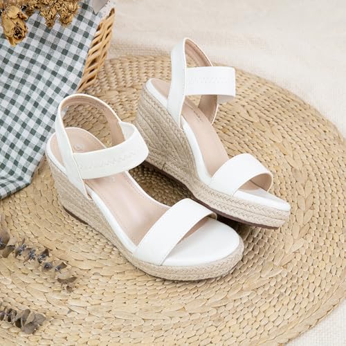 Image of Vepose Women's Open Toe Espadrille Wedge Sandals with Ankle Strap 881