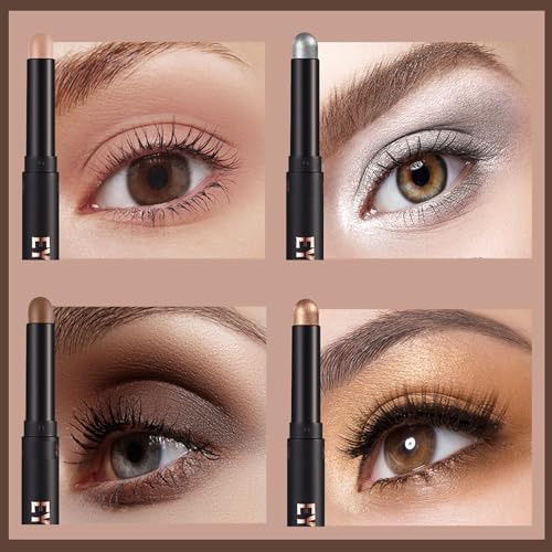 Eyeshadow Stick, 8 Farben Matte & Creamy Eyeshadow Stick Set, Hochpigmentierter Glitter Shimmer Eye Shadow Pencil,Weicher Cremiger Glitter Eye Makeup Pen,Wasserdichtes Langlebiges Lidschatten (A)