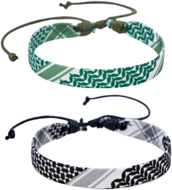 DATOA Keffiyeh Bracelet Handmade Adjustable Woven Fabric Bracelets Ethnic Style Wrist Wrap Bracelet Protection and Lucky String Bracelet