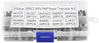 200 Pcs Transistor Kit 10 Values Silicon NPN PNP Power Transistor Assortment Set (BC337 BC327 2N2222 2N2907 2N3904 2N3906 S8050 S8550 A1015 C1815)