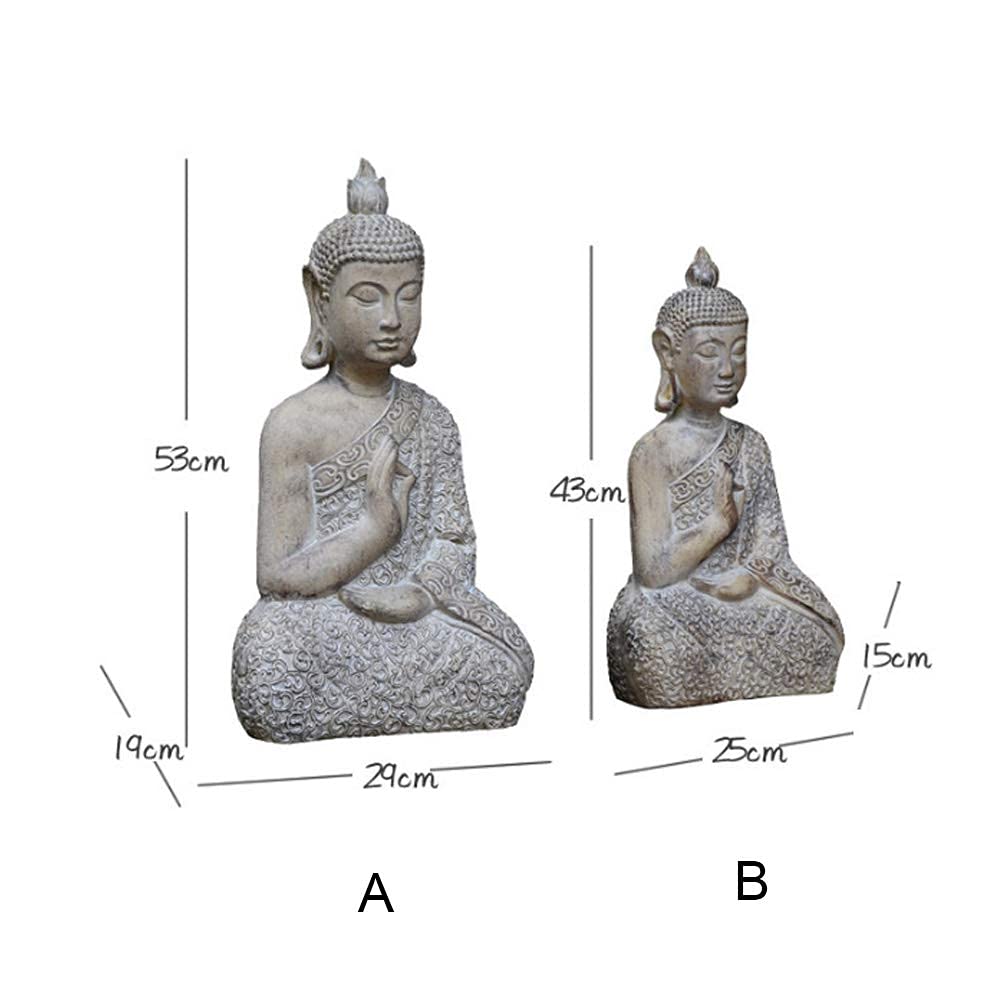 ZXQUEGF Statua di Buddha da Giardino, Statua Decorativa Zen, Ornamenti di Regali Religiosi, Giardino Creativo per Interni ed Esterni, Decorazione Artistica da Giardino B 43x25x15 cm