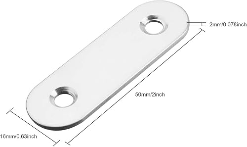 Miniatura 4 de Paquete de 50 placas de esquina planas de metal para unir placas de unión de metal, soporte de reparación con tornillos de fijación, 2 pulgadas x