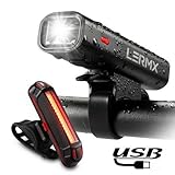 Bike Lights,Bicycle Headlight with [Free Bike Taillight], LERMX USB Rechargeable Bicycle Lights Set Powerful Lumens LED Bike Lights Front and Back for Adults Road Cycling Safety Flashlight