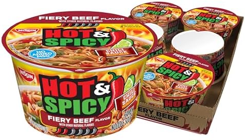 Amazon : Nissin Hot & Spicy Ramen Noodle Soup, Fiery Beef, 3.28