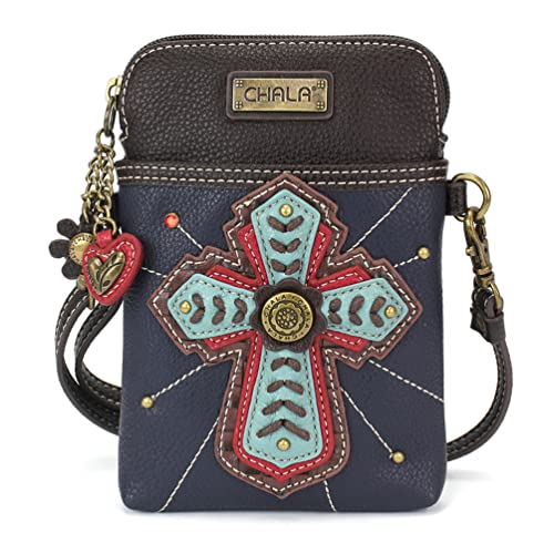 Image of CHALA Cell Phone Crossbody Purse-Women PU Leather /Canvas Multicolor Handbag with Adjustable Strap