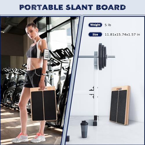 image for NORBASE Portable Wooden Slant Board for Calf Stretching Squats Calf St