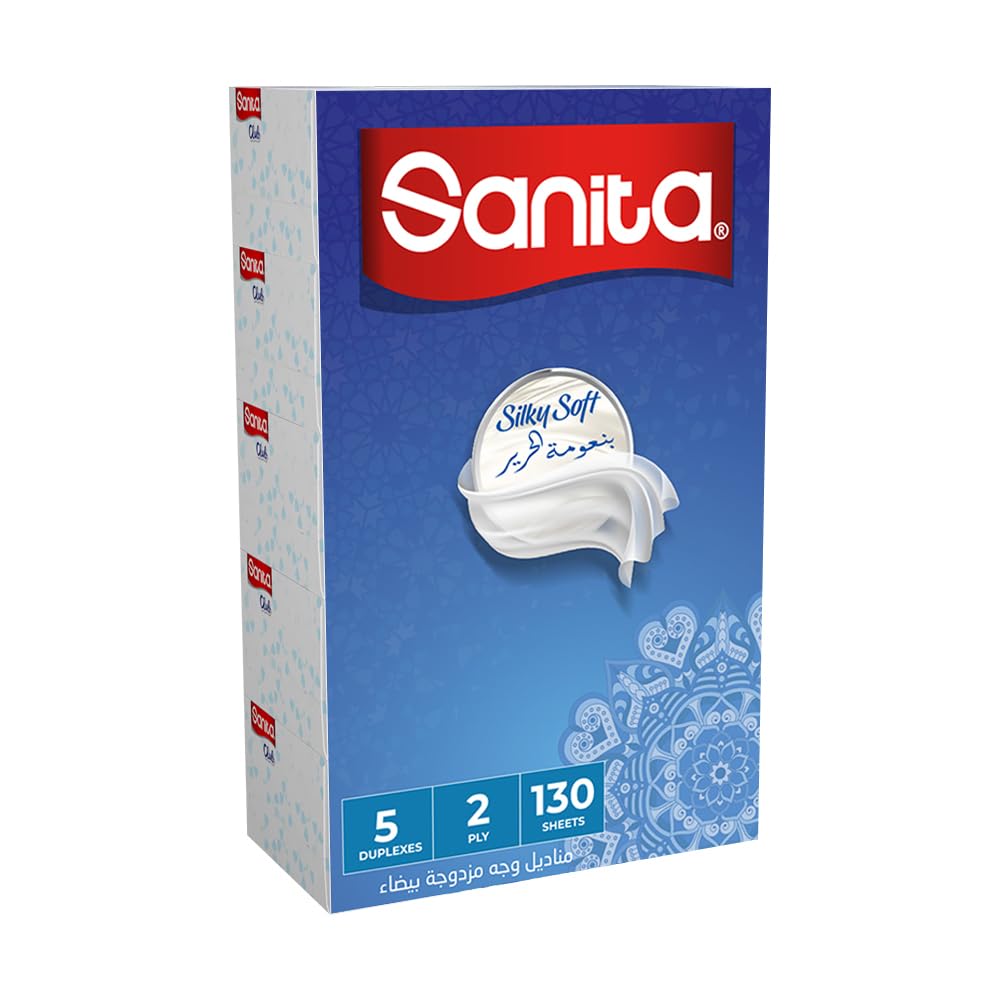 Facial Tissue - Pack Of 5 Boxes, 130 Sheets X 2 Ply, Packaging May Vary