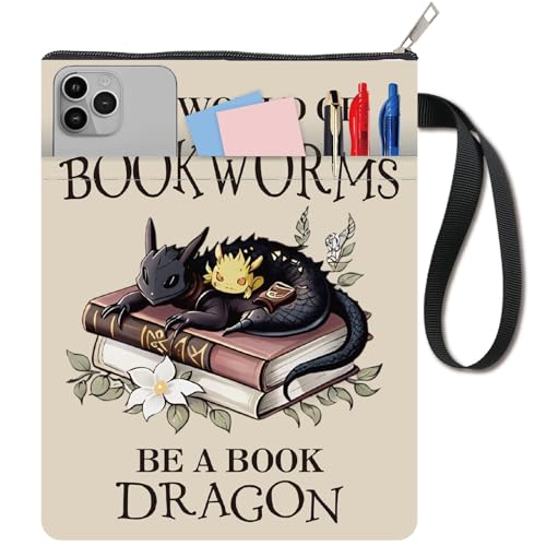 CRASPIRE Funda Libro Cremallera Dragon Books Pouches Impermeable Tela Doble Cara Funda Libro Texto Funda Protectora Tapa Dura 11.02 x 8.66 Pulgadas Funda Cuaderno Asa Bolsillo Adicional Amantes