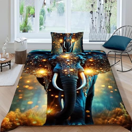 Couvre-lit microfibre éléphant parure imprimée 2 pièces douce