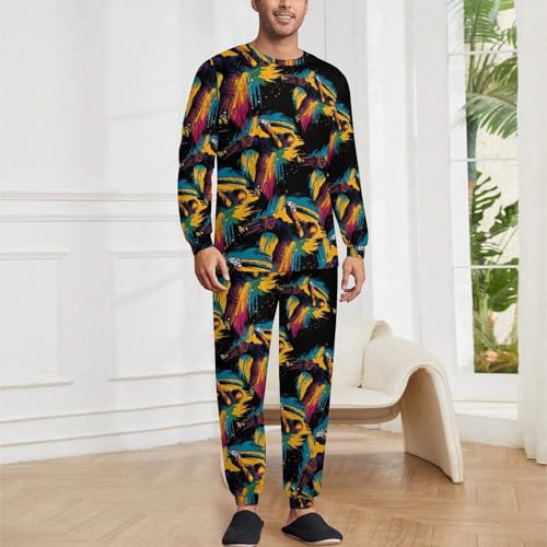 Cricket Player Men's Pajamas Set Crew Neck Sleepwear Sets Top And Bottom Pjs Set Long Sleeve Loungewear2