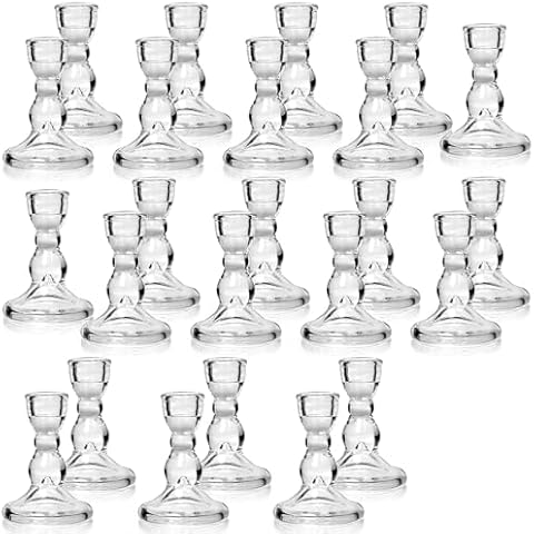 36pcs Clear Candle Holders for Taper Candles Cover