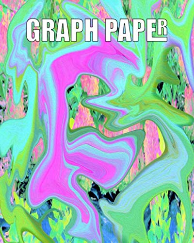 Graph Paper: Grid Paper Composition Notebook Featuring Retro Pink and Light Blue Liquid Art on Hydrangea Original Digital Oil Painting Cover Artwork