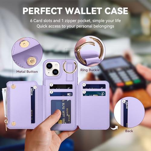 Coque iPhone 14 et 13 Kuafcase violet clair protection - 2