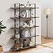 SUPERJARE 5-Tier Bookshelf, Open Etagere Bookcase with Metal Frame, Book Shelf Book Case with Storage Display Shelves, Distressed Brown