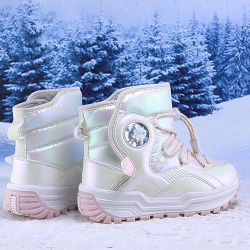 Unisex-Child Snow Boots Kids Boys Girls Insulated Snow Water-R𝐞sistant Boots L𝐚ce Up Mid Calf Winter Outdoor Boots2