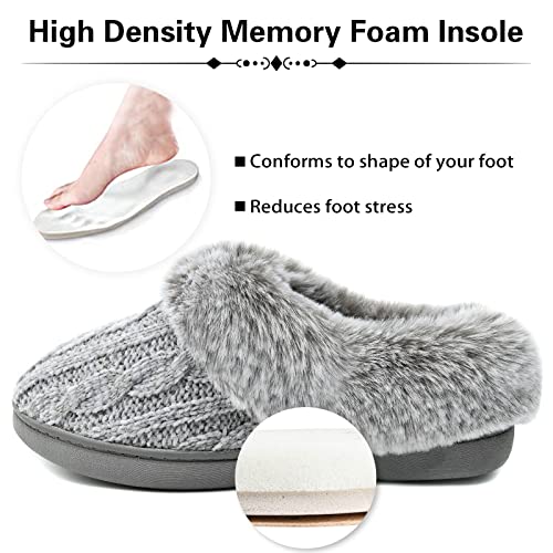 LORDFON Womens Winter House Slippers Memory Foam，Warm Closed Back Indoor Slippers For Women With Soft Faux Fur Plush Collar,Cozy Ladies Slip-on bedroom Home Slippers Non-Slip4