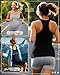 Locoowai 3 Pack Maternity Tank Tops Pregnancy Sleeveless Yoga Workout Cotton Shirts Scoop Neck Racer Back Athletic Tees(Navy Blue, Light Gray, Black,Small)