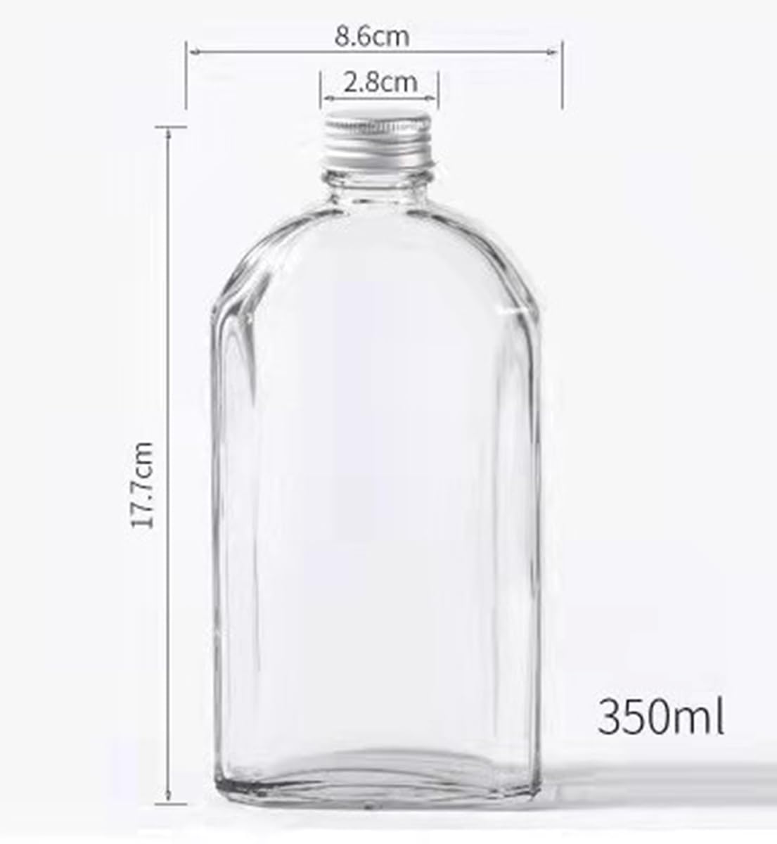 Bottiglie in vetro con coperchio, 350 ml, vuote, quadrate, con tappo, per liquore, vodka, brandy, whisky, birra