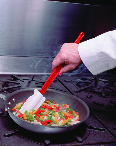 Rubbermaid Commercial Products High Heat Resistant Silicone Heavy Duty Spatula/Food Scraper, 9.5-Inch, 500 Degrees F, Red Handle, For Baking/Cooking/Mixing, Commercial Dishwasher Safe #TOP4