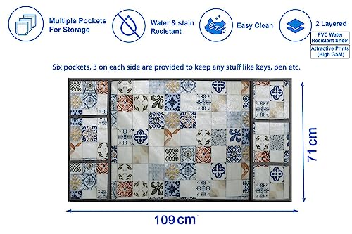 Image of Stylista Refridgerator top Cover Suitable for Samsung RR21C2H25S8 /HL, 189 Liter Fridge, Dimension (WXD) 71x109 CM, Mosaic Pattern Cream