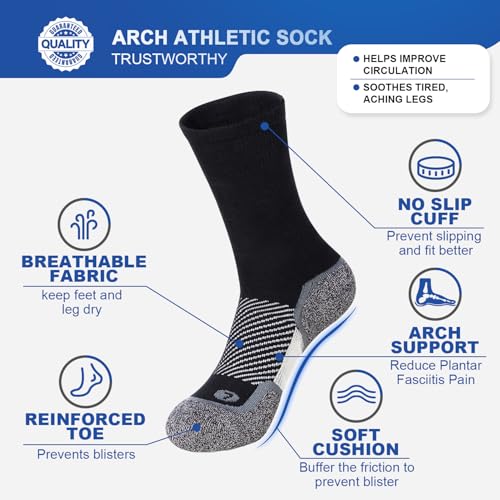 Athletic Socks for Women and Men (2 Pairs) Sport Running Crew Socks - Moisture Wicking Sock for Hiking, Cycling, Gym2