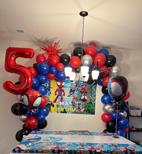 Image of 40 inch Number Balloon 0-9 Red Large Number 5 Balloons,Digital Balloons for Birthday Party Celebration Decorations Supplies, Helium Foil Number Balloons for Wedding Anniversary