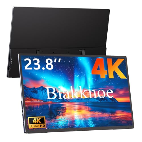Image of 23.8 inch 4K Portable Monitor, UHD 3840x2160 IPS 400nits 100% sRGB Calibrated Color Gaming Monitor, USB-C HDMI Laptop Screen Extender with Speakers for Desktop, MacBook, PS5, Xbox, Switch
