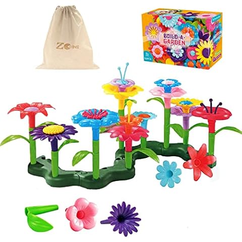 OundarM Build a Garden Flower Building Toys for 3 year olds girls 52Pcs with a Storage Bag Cover