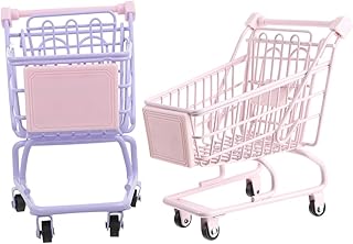 HAPINARY 2 Pçs Mini Carrinho De Compras Mini Brinquedos Carrinhos De Compras Para Crianças Mini Alimentos Brinquedos Simulação Carrinho De Compras Brinquedo Pequeno Armazenamento Carrinho
