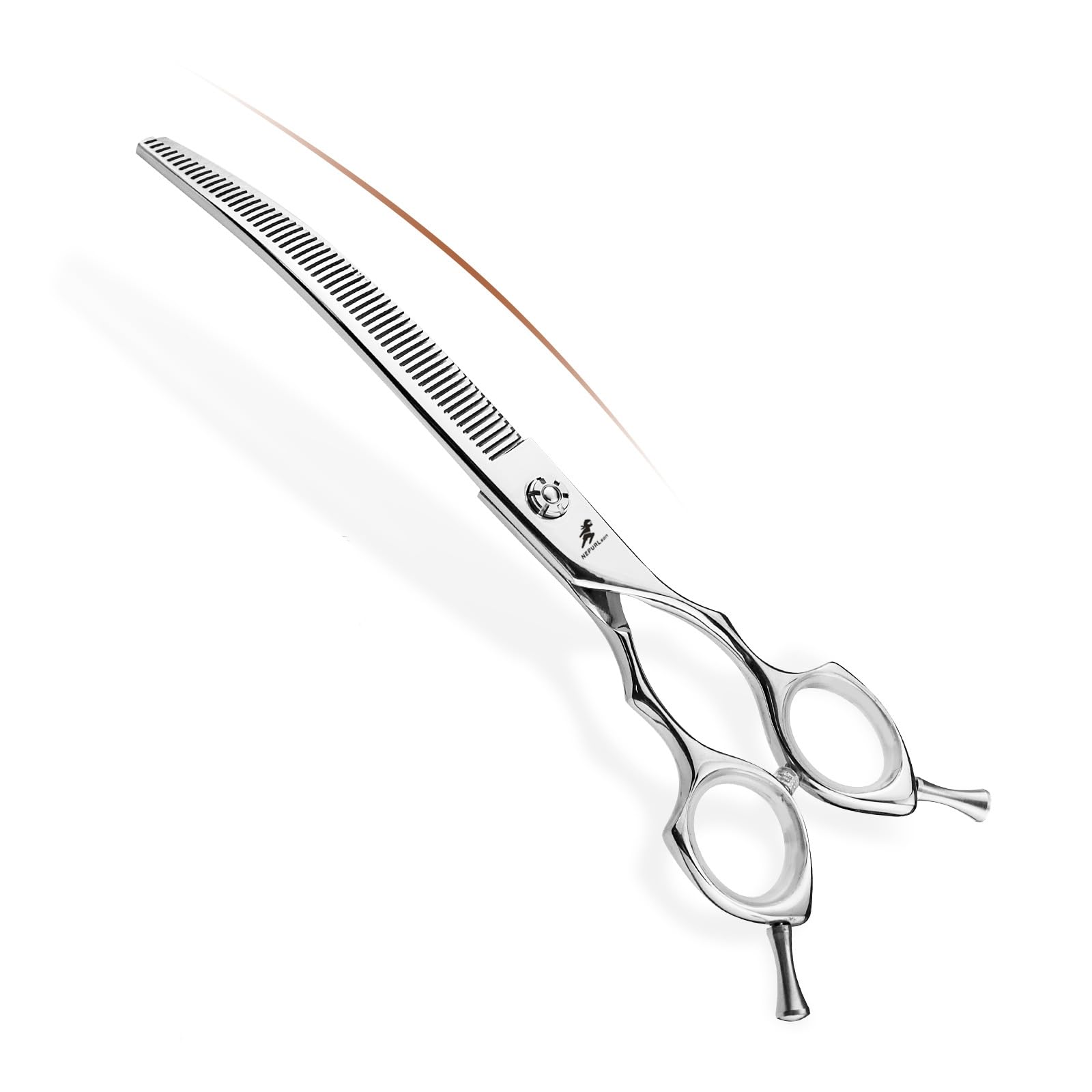7.5 Inch Curved Pet Grooming Scissors - 440C Stainless Steel Dog Shears with Straight Thinning and Chunker Blade Options for Contouring