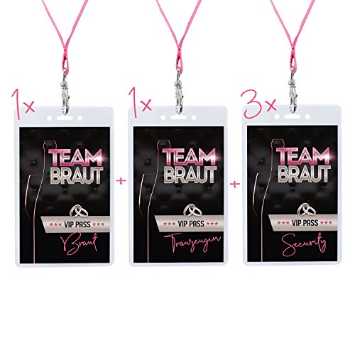 Preisvergleich Produktbild Mia Félice Junggesellinnenabschied Fotorequisite Verschiedene VIP-Pässe Team Braut die Alternative zu Schärpe Buttons und Anstecker Junggesellenabschied Frau JGA Party Idee (XL-Set)