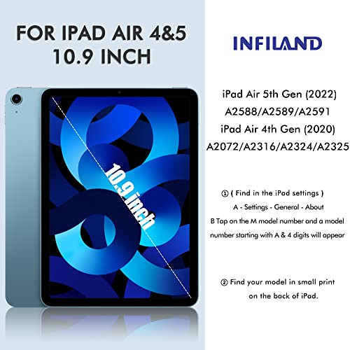 Infiland Compatible With Ipad Air 5Th Generation Case 2022, Ipad Air 4Th Generation Case 2020 10.9 Inch With Crystal Clear Back & Frame [ Anti-Yellowing ] With Pencil Holder Clear Cerulean Blue #TOP7