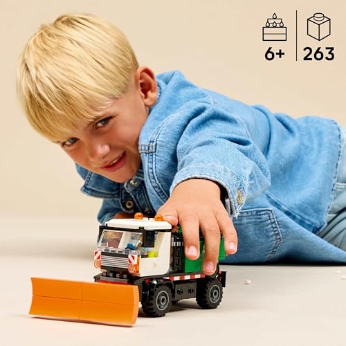 Image of LEGO City Snowplow Truck Toy Vehicle - Model Truck Building Kit with Driver Minifigure - 60490