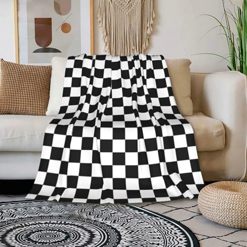 HGOD DESIGNS Checkerboard Blanket Geometric Checkered Plaid Pattern Black and White Throw Blanket Decor Cozy Warm for Home Bedroom Sofa Office 100x130cm - Image 3