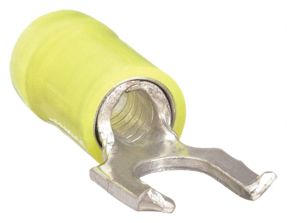 STAKON Fork Terminal, Yellow Nylon, Overlapped Seam, 12 to 10 AWG, 50