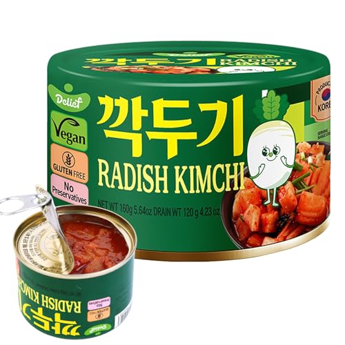 DELIEF Stir-Fried Cabbage Kimchi - Authentic Korean Cabbage, Vegan, Gluten-Free, Shelf-Stable Canned, No Preservatives, 5.64 oz/160 g (1 Pack)