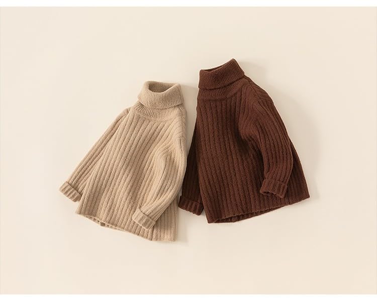 Girls/Boys Turtleneck Sweaters Kids Solid Color Long Sleeve Toddle Chunky Knit Fall and Winter Pullover Tops3