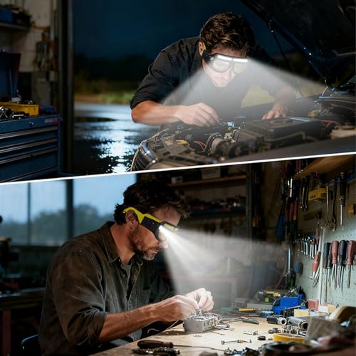 Gafas con Luz Frontal,Gafas Impermeables Recargables Con 5 Modos, LED con Sensor de Movimiento y Control Táctil - Para Actividades Nocturnas como Caminar Correr Ciclismo Senderismo Reparaciones - imagen 2