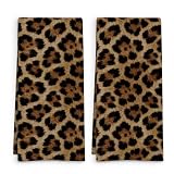 FSTCSV Leopard Print Decor Kitchen Towels Set of 2, Preppy Cheetah Hand Towel, Gifts for Cheetah Lovers Women Decorative Tea Dish Towels for Kitchen, Funky Trendy Leopard Bathroom Decor, 16x24in