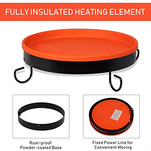 vantiorango Heated Birdbath for Outdoor, Deck Mount Bird Bath Bowl Heater with Clamp for Winter Balcony Garden Outdoors - Thumbnail 2