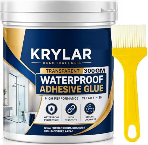 Image of waterproof glue 300gm with Brush Heavy Duty Waterproof Adhesive for Indoor&Outdoor Crack Seal Agent Clear Leak Repair Coating for Roof,Wall Cracks,Bathroom,Tiles,Pipe,Concrete,Metal&Wood
