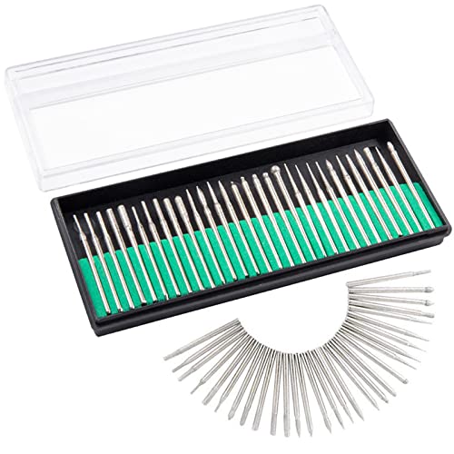 Treki 30pcs Fresas Diamante Mini Brocas de Diamante con 3mm Vástago Fresas Diamantadas Rotatorio de Fresas Taladro de Diamante Herramienta de Broca para Vidrio Piedra Joyería Metal Rotary Tool