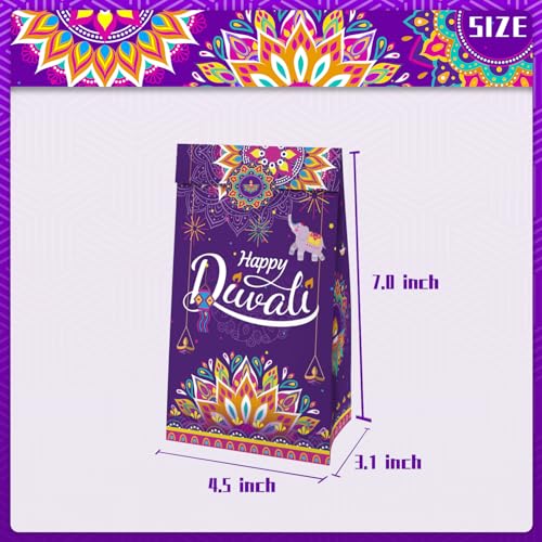KYMY-Diwali-Party-Treat-Bags-12pcs-Diwali-Rangoli-Gift-Candy-Bags-with-Stickers-India-Festival-of-Lights-Gift-Goodie-Bags-India-Deepavali-Party-Favor-for-Indian-Celebration-Supplies-Decoration