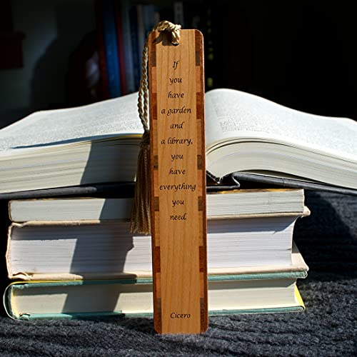 Cicero Quote A Library And Garden, Engraved Wooden Bookmark - Made In Usa - Also Available With Personalization #TOP3