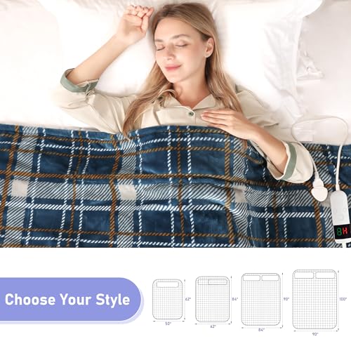 Image of Heated Blanket Electric Twin, Soft Flannel Heating Blanket with 8 Hours Auto Off 10 Fast Heating Levels Machine Washable Sherpa Heated Blanket with Overheating Protection