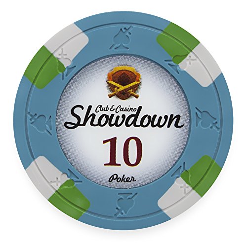 Claysmith Gaming Pack of 50 Showdown Poker Chips, Heavyweight 13.5-gram Clay Composite (10 Blue)