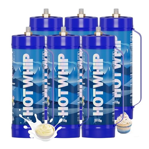 Hotwhip Whipped Cream Charger 3.3L 2112G Cream Charger Whipped Cream Dispenser Food Grade Tank 2112g×6 Original Flavor