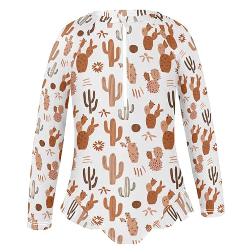 Cactus Girls Long Sleeve Rashguard Swimsuit UV Protection One-Piece Swimwear Bathing Suit B04046122